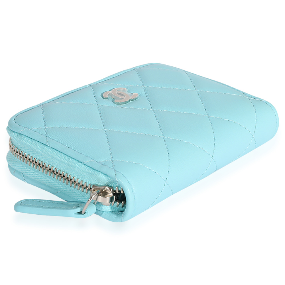 Chanel Light Blue Quilted Lambskin Zippy Card Holder Wallet - Picture 6 of 6